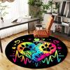 1pc Paw Print Heart Round Chair Mat Office Area Rug - Non-Slip, Floor Mat for Office, Bedroom, and Indoor Decor P127135