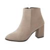 Suede short boots for women 2025 autumn and winter new item pointed toe thick heel women's high-heeled fashion boots