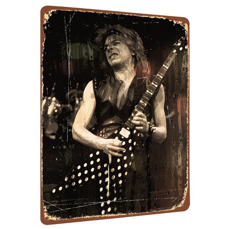 Vintage Rock Guitarist Metal Wall Art Music Theme Decorative Hanging for Home Bar Craft Gift