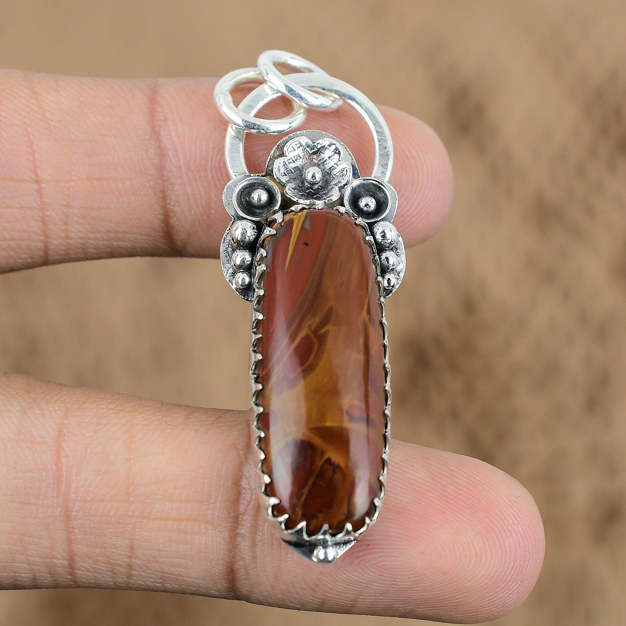 

Natural Noreena Jasper Gemstone 925 Sterling Silver Pendant Flower For Girls