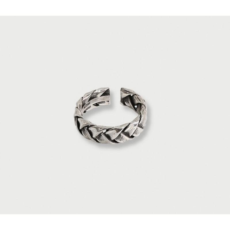 Adjustable Open Finger Ring With Twisted Rope Design Sterling Vintage Boho Minimalist Jewelry Women Men
