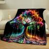 Colorful Trippy Tree Blanket bedroom Blanket for Livingroom Couch lunch break Soft throw for Friend's festival Gift