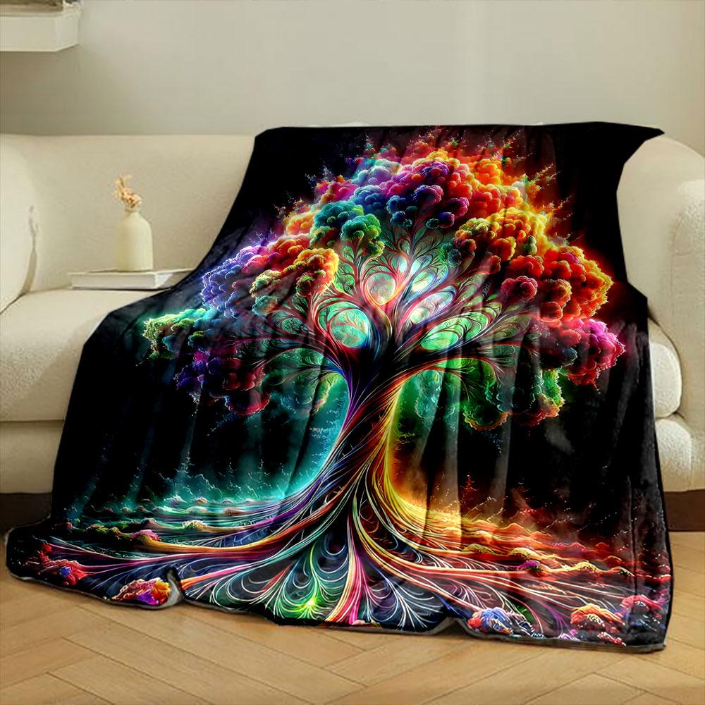 Colorful Trippy Tree Blanket bedroom Blanket for Livingroom Couch lunch break Soft throw for Friend's festival Gift