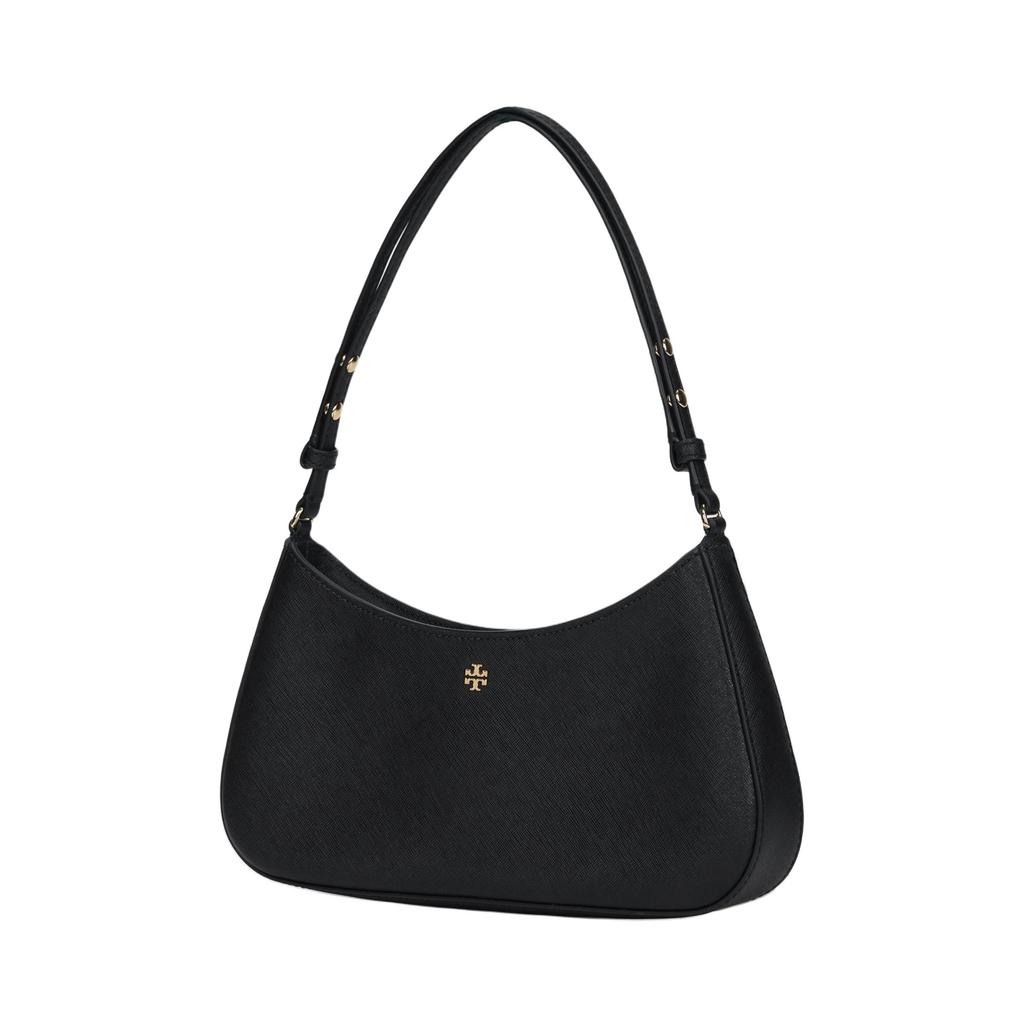 Tory Burch Logo Underarm Bag With Zipper Closure Women Handbags Black 171577-001