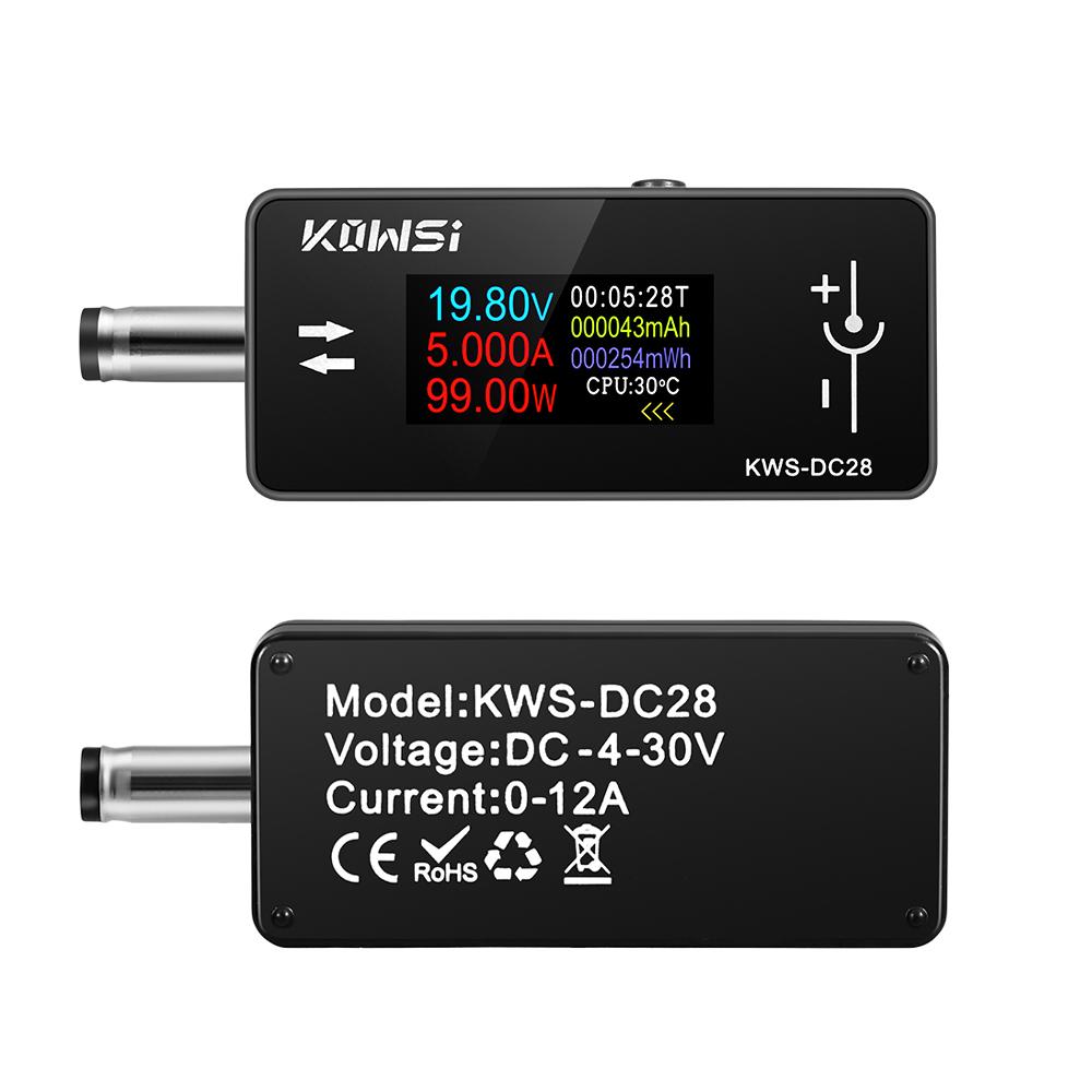

KWS-DC28 Voltmeter, Ammeter and Power Meter DC 4–30V, 0–12A 0.96-inch TFT HD Display Mobile Phone Charging Tester