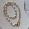 Rice Grain Special-Shaped Freshwater Pearl Gold Bead Necklace Femininity Blogger Fashion Temperament Ot Buckle Collarbone Chain