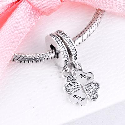 Authentique 925 perles en argent Sterling meilleurs amis pour toujours breloques clair CZ femmes bijoux à bricoler soi-même cadeau convient Bracelet Original Kralen