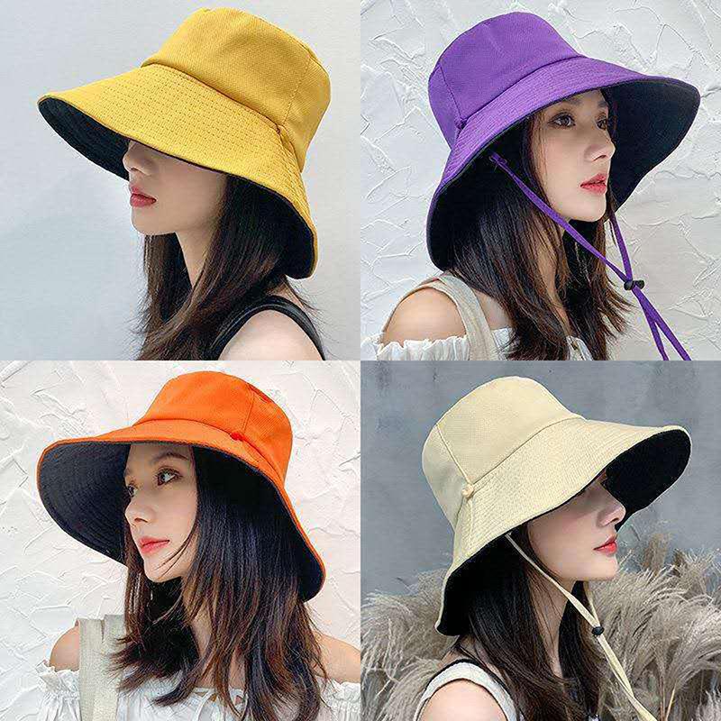 Double-Sided Foldable Bucket Hat For Women Girls Summer Sun Hat Fisherman