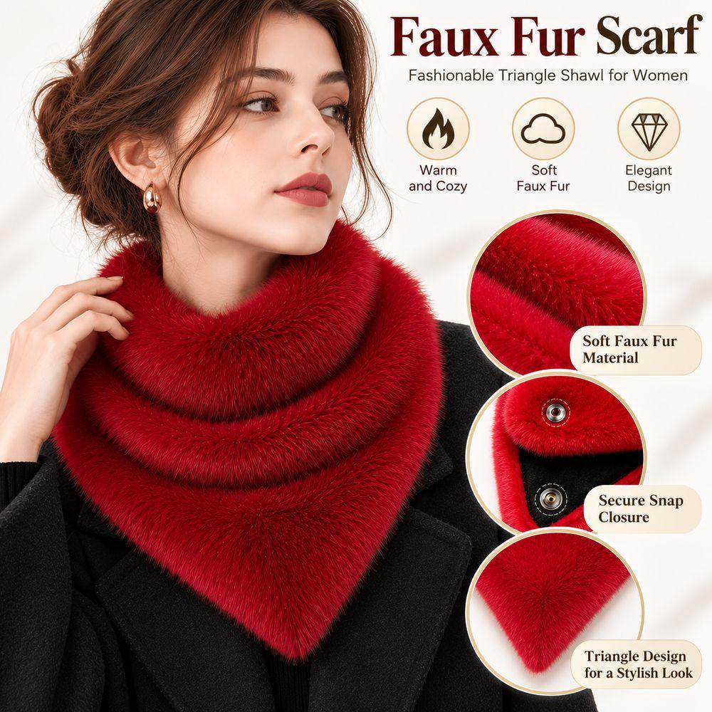 Faux Fur Faux Fur Scarf Long Wrap Neck Warmer New Triangle Neck Scarf Winter Outfits