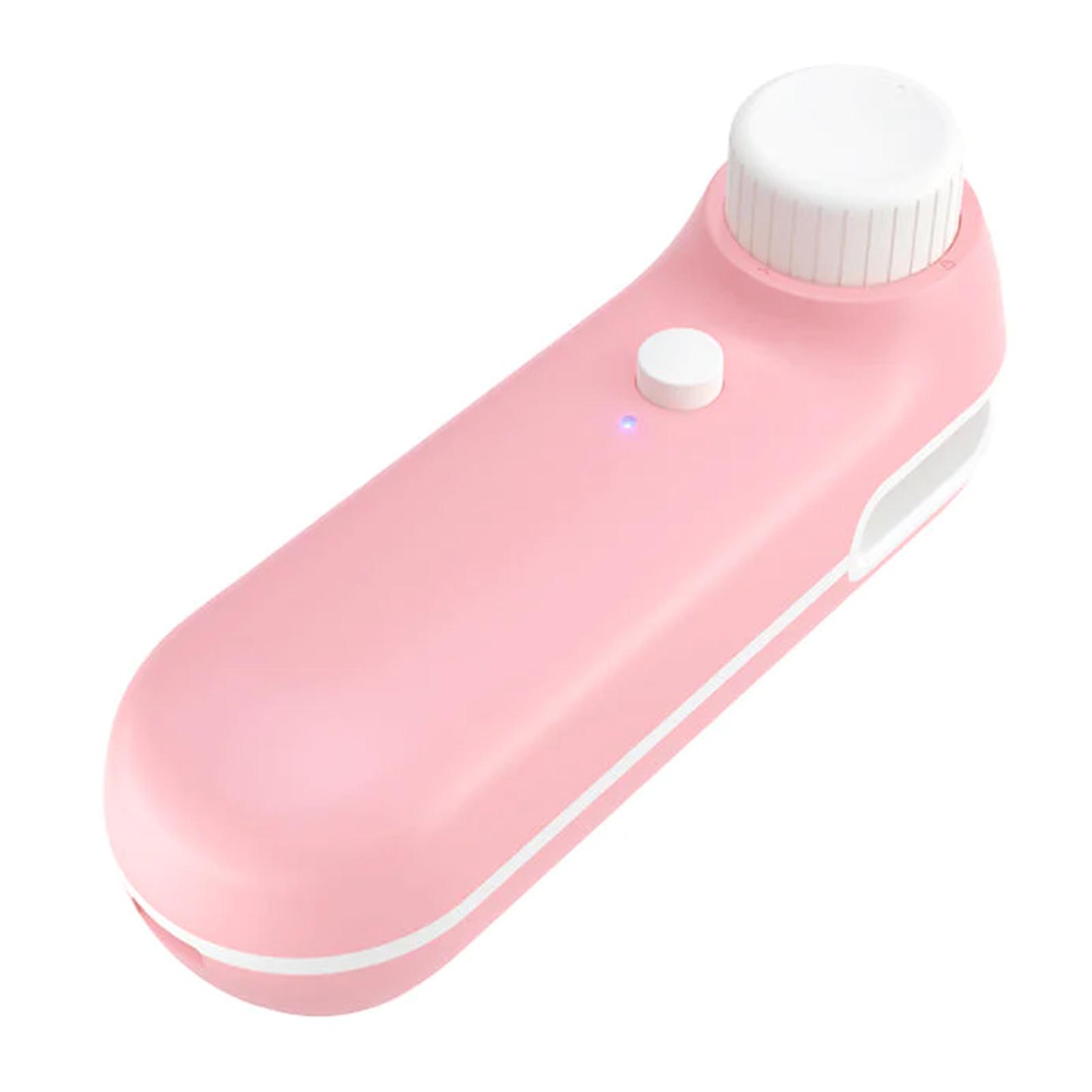 

Knob Rechargeable Sealer For Food Easy Using Plastic Bag Sealer Clip For Home Kitchen рожевий