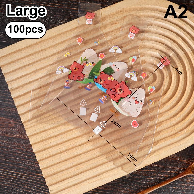 100Pcs Cute Cartoon Triangle Rice Ball Packing Bag Seaweed Sushi Mould Bag Sushi Bento Accessories Seaweed Rice Ball Sushi Bag