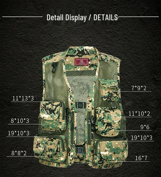 Men's Breathable Multi-Pocket Outdoor Vest for Fishing, Photography, and Workwear