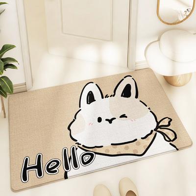 Cartoon Rabbit Home Entrance Anti-slip Floor Mat Kennel Velvet Entrance Door Dust Removal Carpet Foot Mat Soft