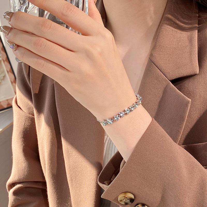 S925 Sterling Silver Blue Jade Bracelet: Stylish, Non-fading, Retro Chinese Design for Women