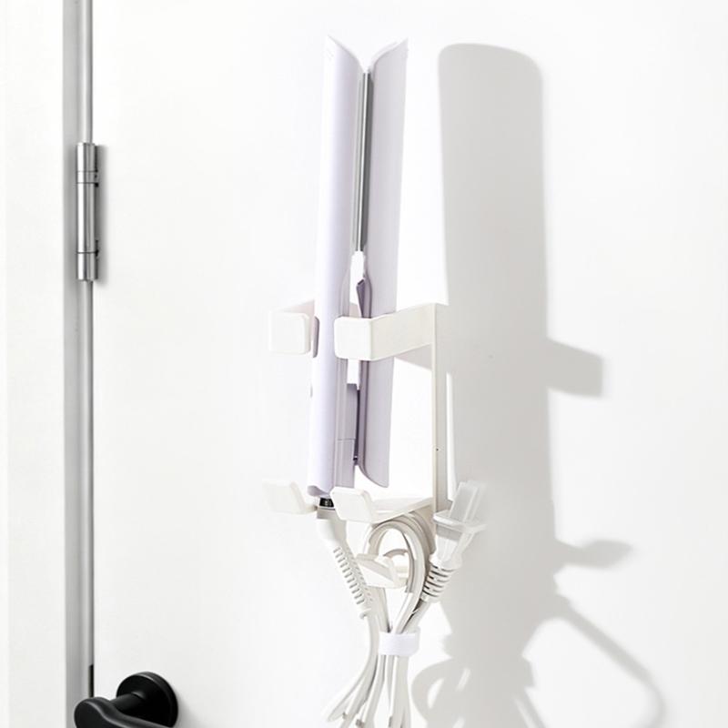 1Pcs Hair Curler Straightener Holder Wall Mounted Dryer Comb Organizer Punch Free Rack Bathroom Home Accessories Storage