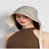 Breathable Striped Linen Sun Bonnet With Adjustable Chin Tie Uv Protection For Beach Vacation Outdoor Use