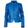 Women's Real Leather Jacket (T5J4) - Electric Blue