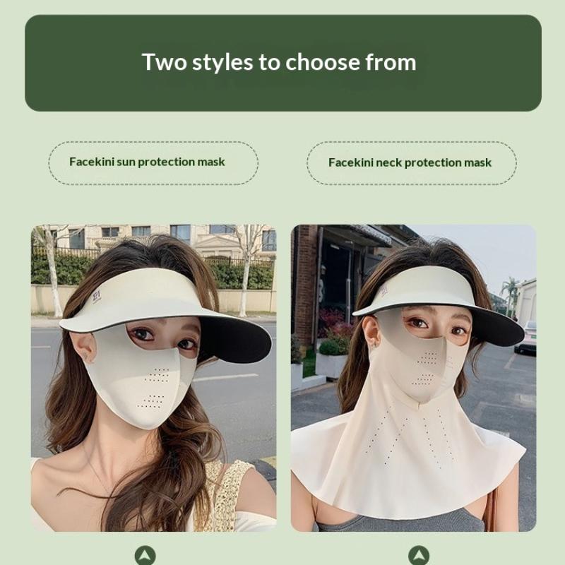 Zwei-in-Eins Eis-Seiden-Gesichtsmaske Vollgesichts-Sommer-Sonnenhut Radsport-Sonnenschutzmütze UV-Schutz Gesichtsbikini Atmungsaktiv Leicht