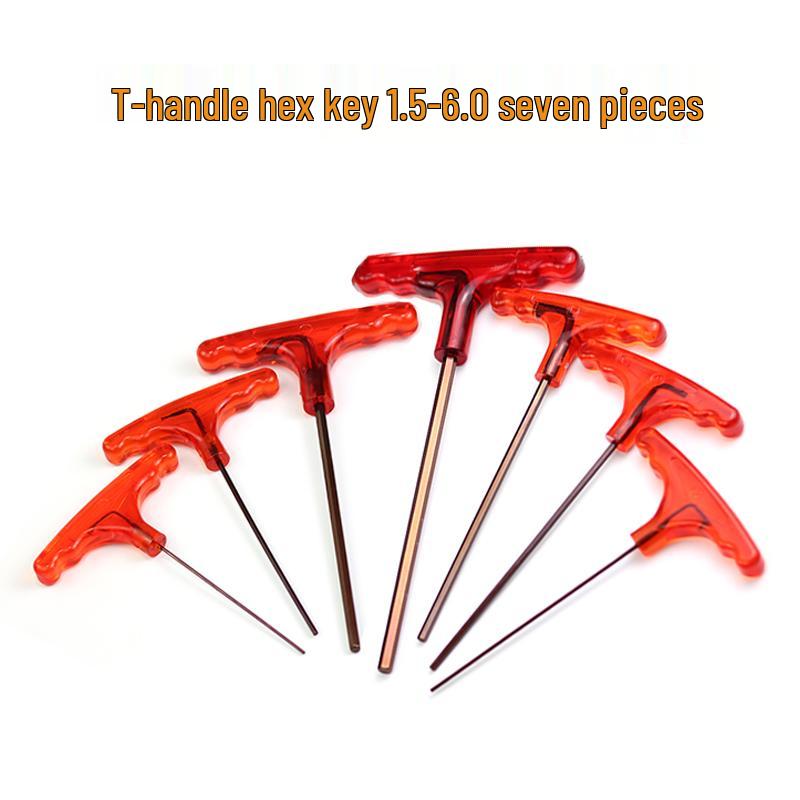 T-Handle Allen Wrench Set with S2 Flat-Head Hex Screwdriver and Individual Hex Wrenches