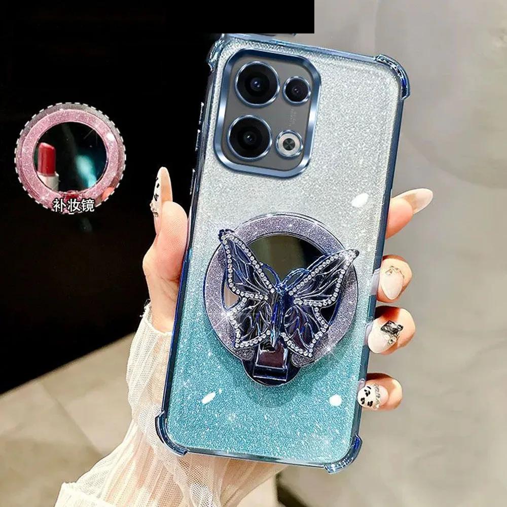 Mirror Butterfly Bracket Magnetic Holder Case for Samsung Galaxy A03S A13 A12 A32 A52 A02 A03 A23 A33 A53 Shockproof Clear Cover