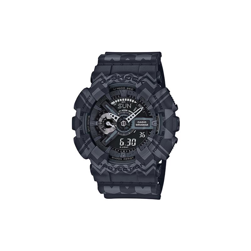 Casio LCD/pointer dual display series TRIBAL PATTERN theme series Fashion trend classic pointer dual display waterproof movement quartz GA-110TP-1A чёрный