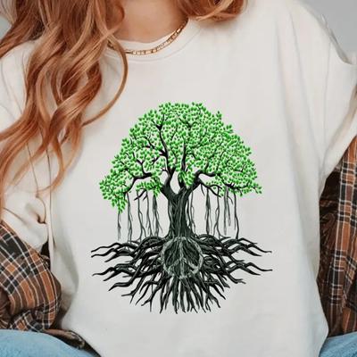 Mode Frauen Millennium Old Tree Print T-Shirt lustige lässig O-Ausschnitt Kurzarm T-Shirt Sommer weibliche T-Shirt