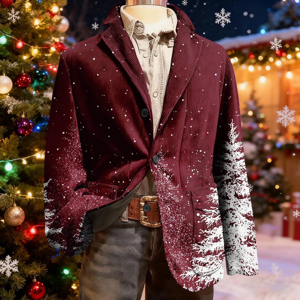 Herren Hässlicher Weihnachten Kord Warmtaschen Anzugjacke Strickjacke Herren Freizeitanzug