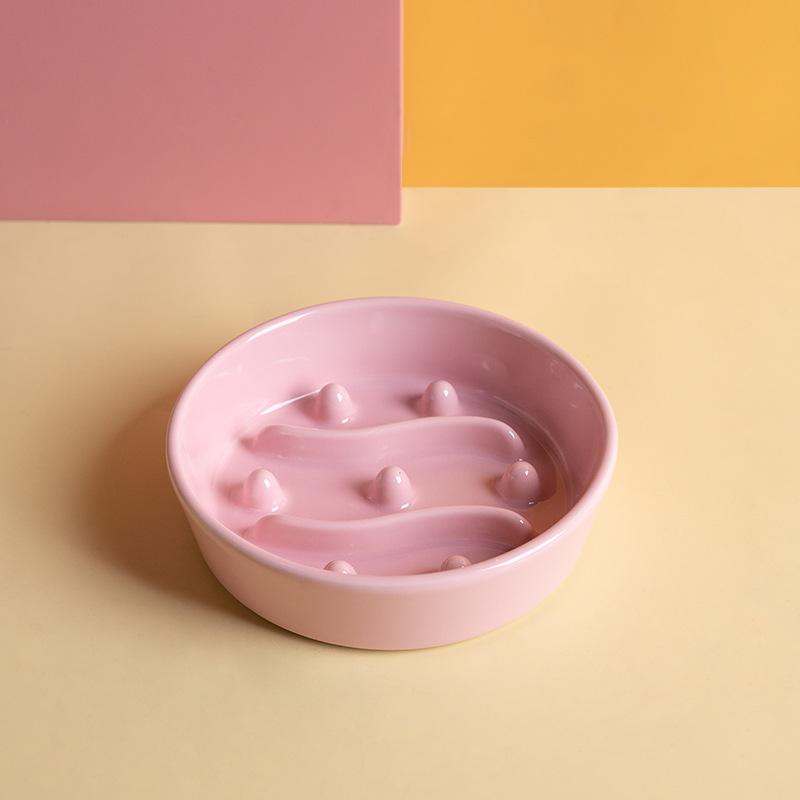 Ceramic slow food bowl Anti-choking slow food bowl Pet bowl Anti-overturning bowl Cat food bowl Cat bowl Dog bowl Pet supplies