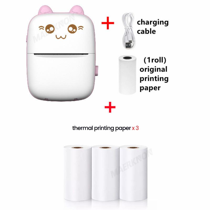 HD Mini Thermal Printer Portable Label Photo Printers Stickers Paper Inkless Wireless Cat Kid Impresora 200dpi Android IOS 57mm