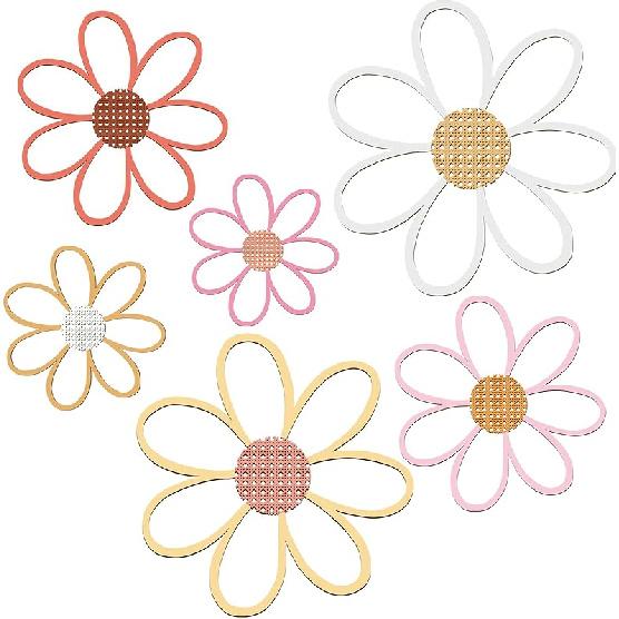 Thyle 6 шт. Декор стены с ромашками, деревянное искусство на стену с ромашками, цветочные знаки, подвесная табличка для дома, детской, спальни, фермерского дома, ванной комнаты, украшения на новоселье