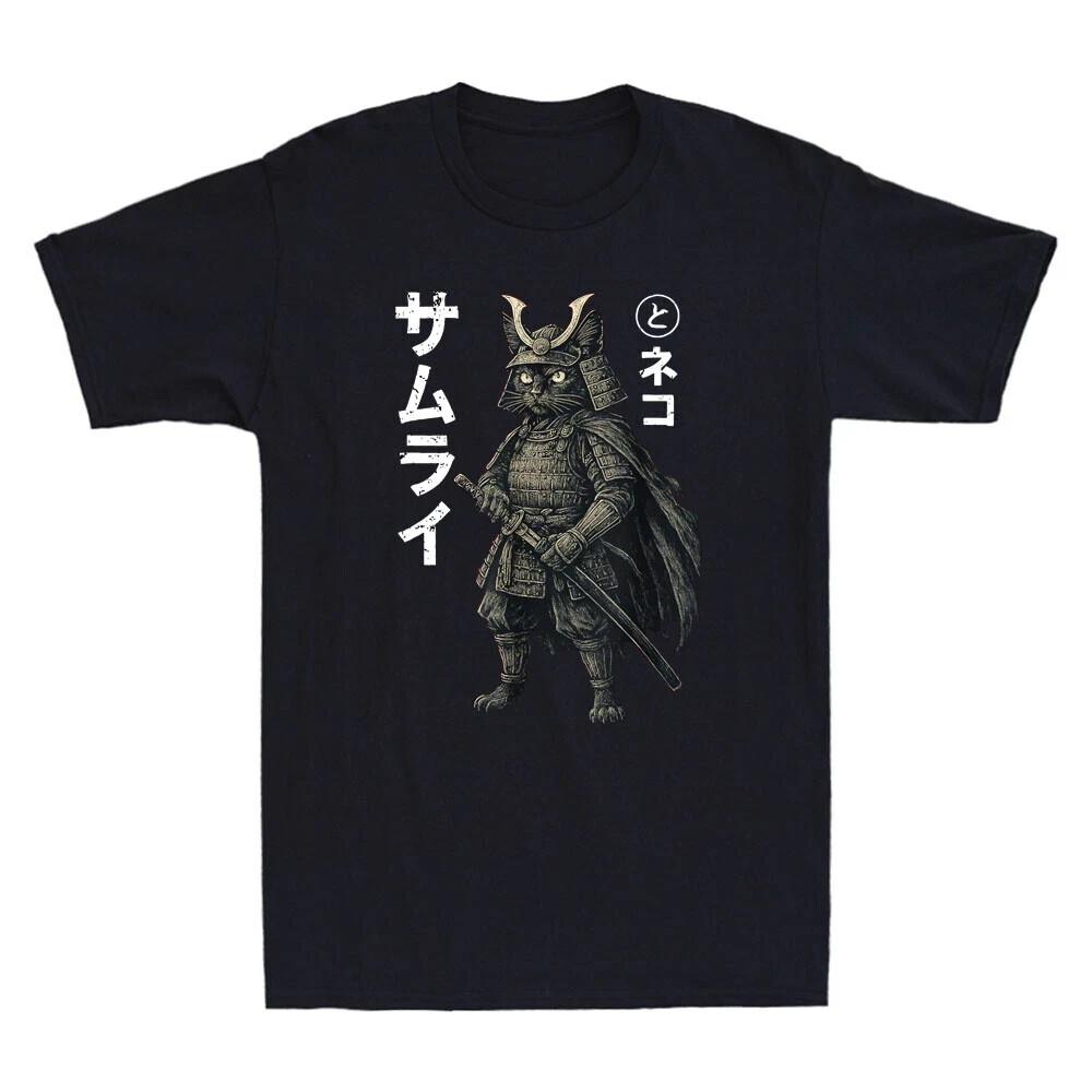

Anime Cat Samurai Japanese Art Funny Graphic Vintage Men s Short Sleeve T-Shirt Unisex T-Shirt L