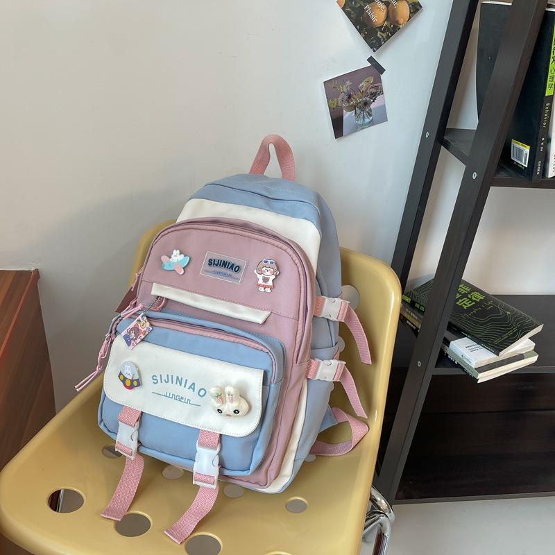 Fashion Female Harajuku Contrasting Colors Junior High School Backpack Fashion Student Backpack Student Schoolbag