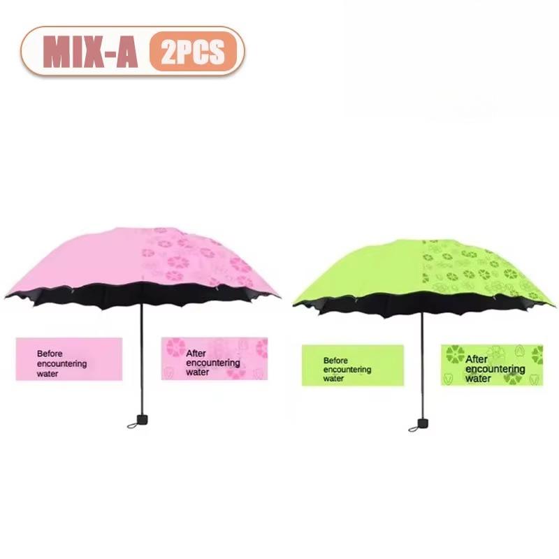 1/2PCS Portable Water Flowering Umbrella Manual Open UV Protection Sun Rain Dual Use Parasol Black Coating Creative Design
