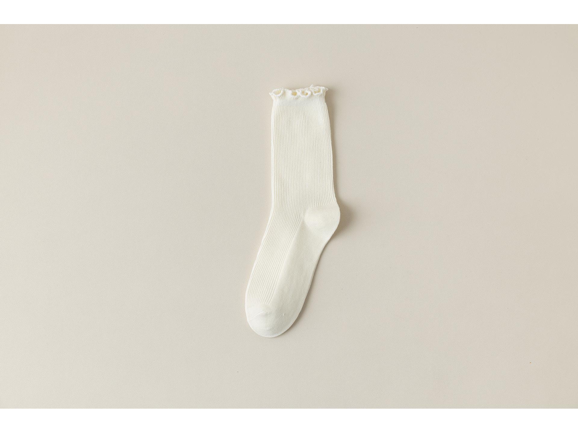 

Кофейные носки до середины икры с оборками и кружевом в японском стиле для женщин, универсальные на осень и зиму. One Size