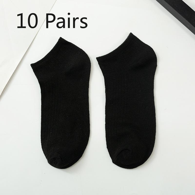 10 Pairs of Men's Spring and Autumn Pure Color Suction Strip Sweat Breathable Shallow Mouth Invisible Socks