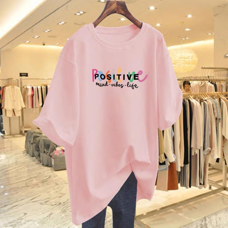 White T-shirt women's short-sleeved 2025 summer dress new cartoon printing crew neck loose large size top ins trendy girl