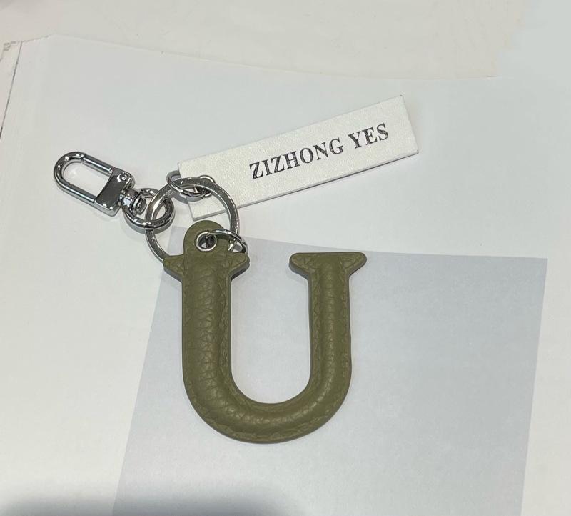 Stylish Genuine Leather Letter Keychain Pendant for Girls