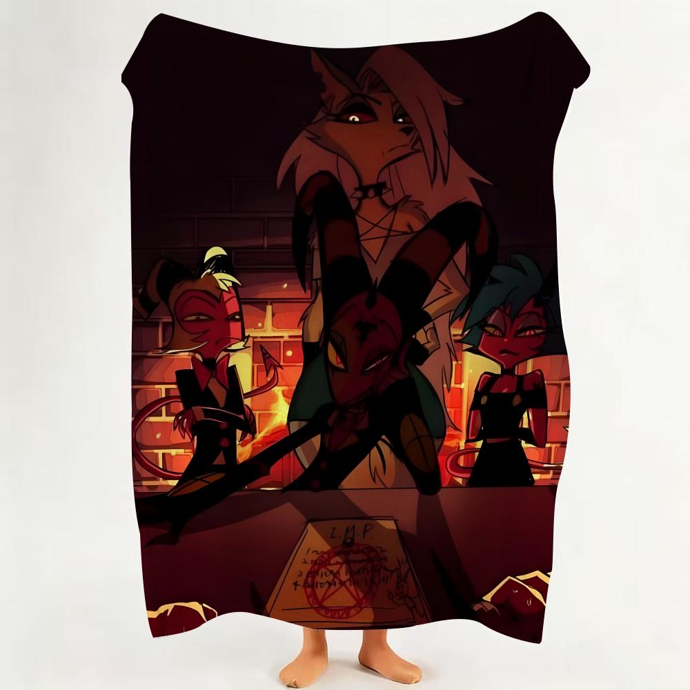 cartoon H Helluva B Boss Throw Flannel Throw Blanket Suitable for Sofa Living Room Bedroom