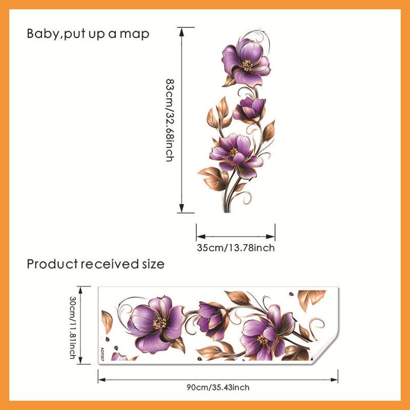 

Мультяшный фиолетовый цветок съемная наклейка на стену самоклеящийся домашний декор для спальни гостиной фона 30x90cm разноцветный