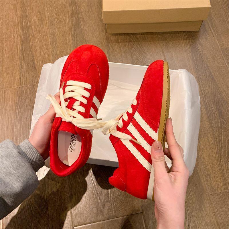 Retro Red German Training Shoes Women's 2025 Summer Explosion Versatile Flat Super Soft Forrest Gump Shoes Sports and Leisure Board Shoes