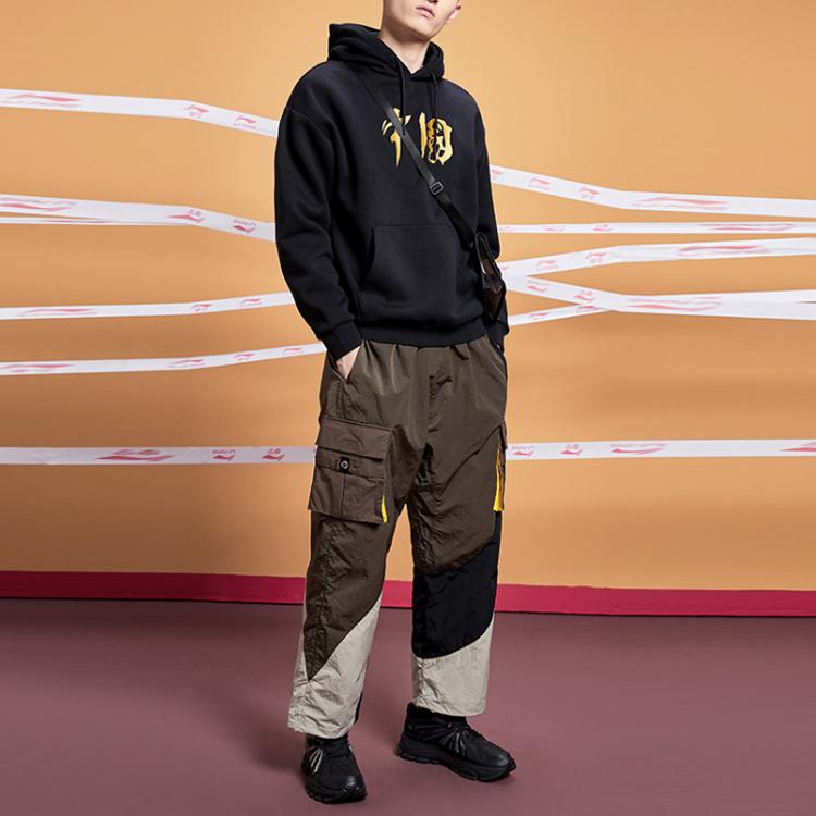 Li-Ning Casual Loose-Fit Pullover Hoodie Unisex Tops Black AWDQB72-5