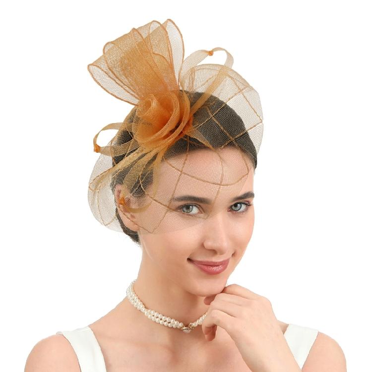 Handcraft Fascinator Hat Hairhoop With Tulle Flower Adjustable Headwear For Bridesmaid Bridal Shower Formal Event Props