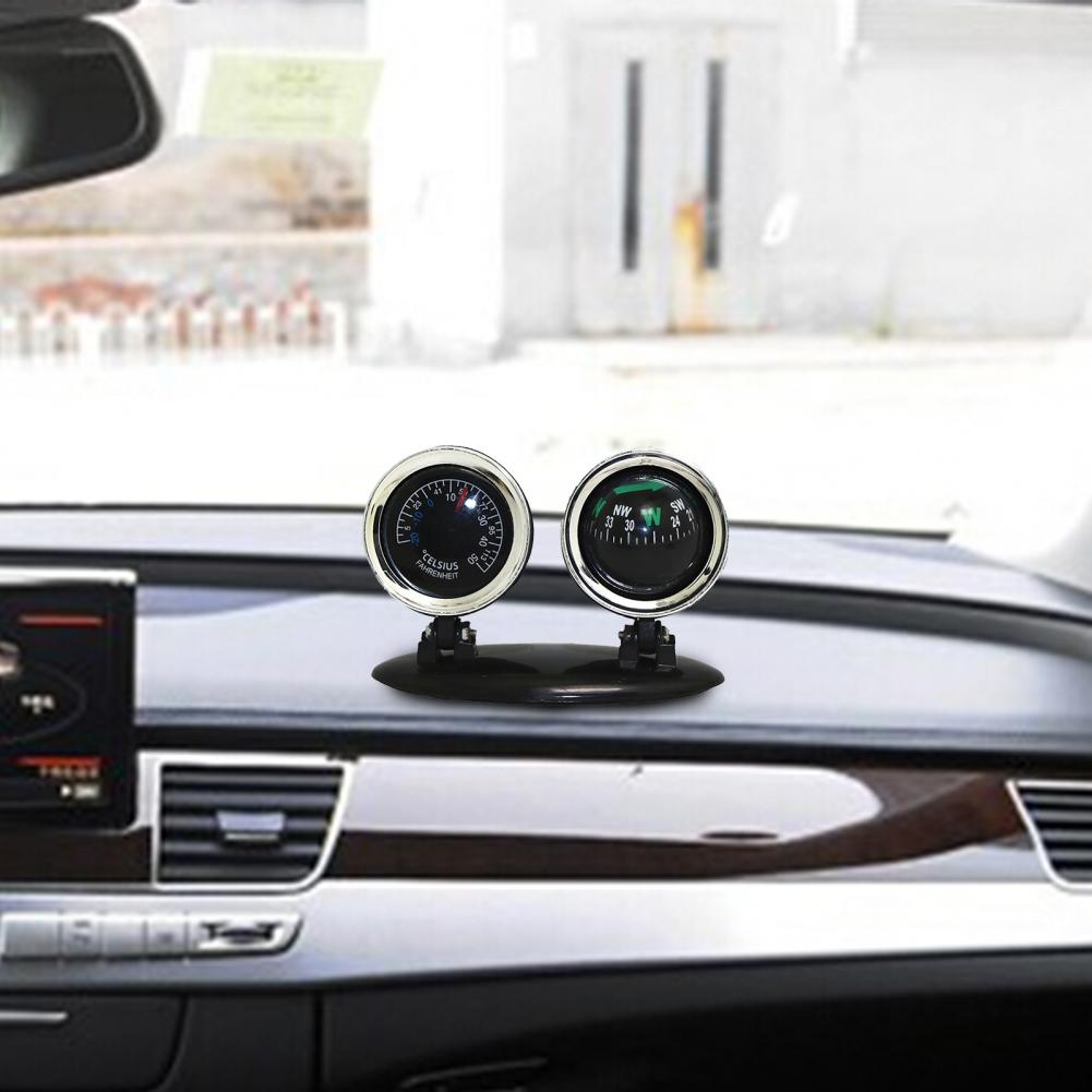 Gösterge Paneli Pusulası Siyah Renk Yer Tasarruflu Pratik 2'si 1 Arada Araba Navigasyon Termometresi Otomotiv Pusulası Yüksek Doğruluk