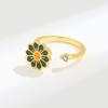 Floral Ring Womens Adjustable Copper Geometric Design For Spring Fashion Accessory