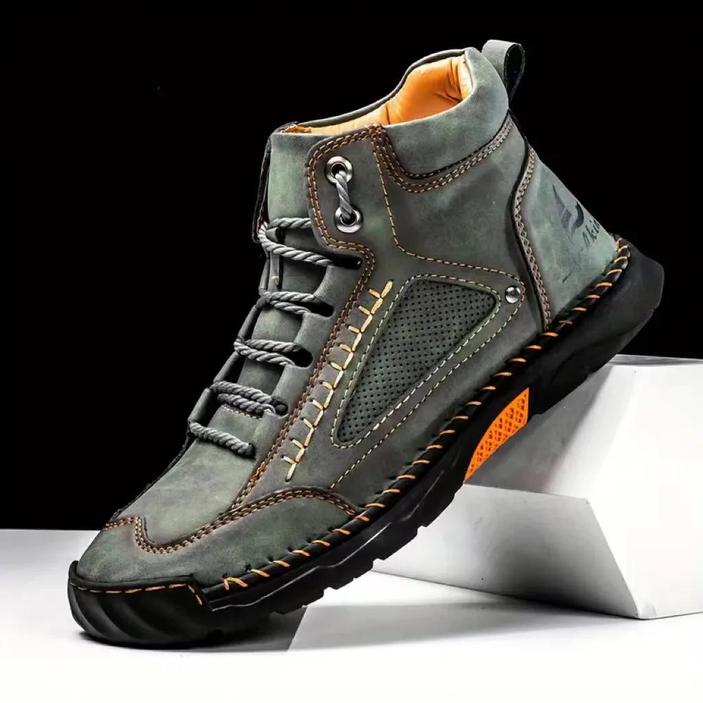 Men's Hand-stitched Boots Plus-size Casual Shoes Comfortable Soft Ankle Boots Outdoor Non-slip Wear Boots New