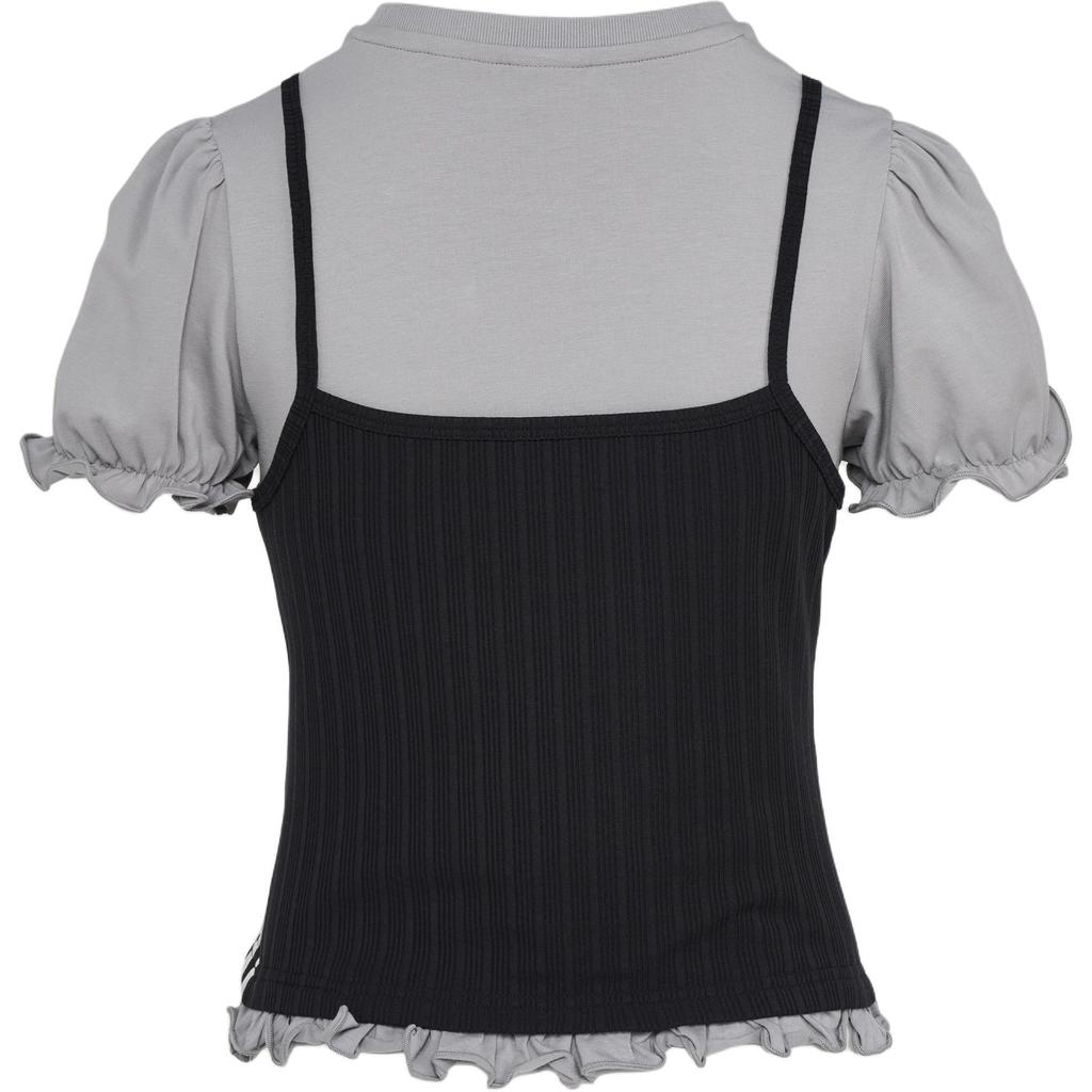 adidas Originals Slim Fit Round Neck Short Sleeve Puff Sleeve T-Shirt Women Tops KY3299