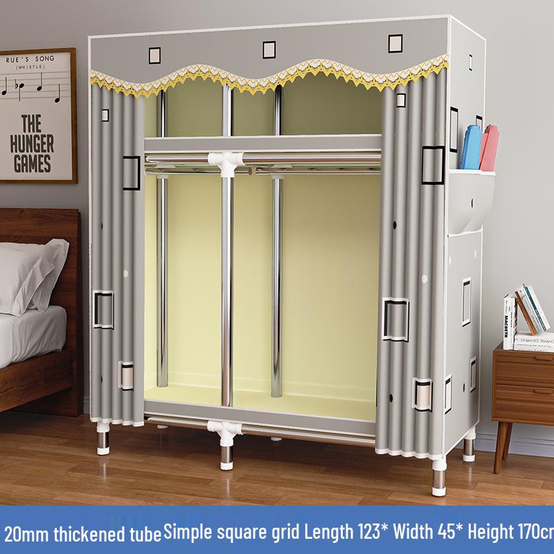 Compact Steel Frame Fabric Wardrobe: Easy Assembly, Economical Storage for Dorm or Rental Spaces (Model C4).
