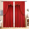 2pcs Bright Red Printed Curtain for Home Decor - Rod Pocket Window Treatment for Bedroom   Office   Kitchen   Living Room  and Study