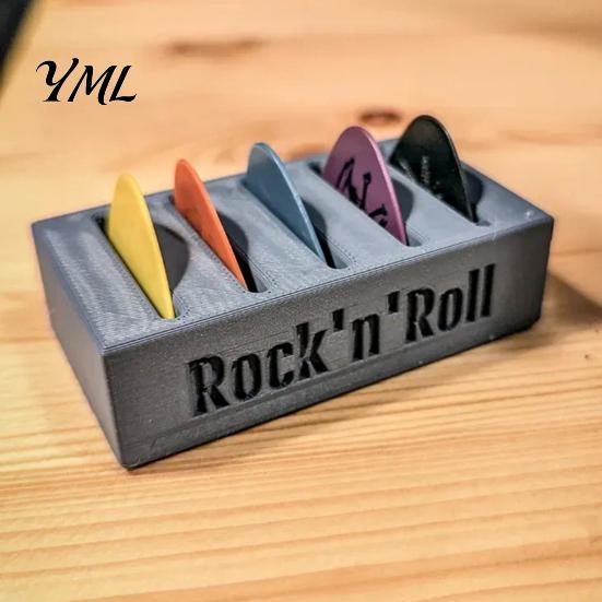 Rock Themed Desktop Decor 3D Printed Guitar Pick Holder, Multi Slot Storage Display Musician Desk Accessories Box, Organizer, Gift for Players & Music