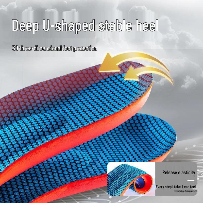 High-Elastic Shock-Absorbing Insoles for Men's and Women's Shoes - Ideal for Summer Military Training and Sports